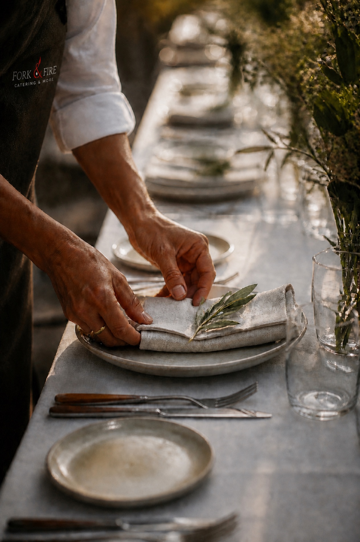 Service richtet die Tafel (KI-generiert)